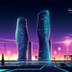 Illustration for article titled 8 of the World's Coolest Skyscrapers Rendered Like 1980s Futurist Art